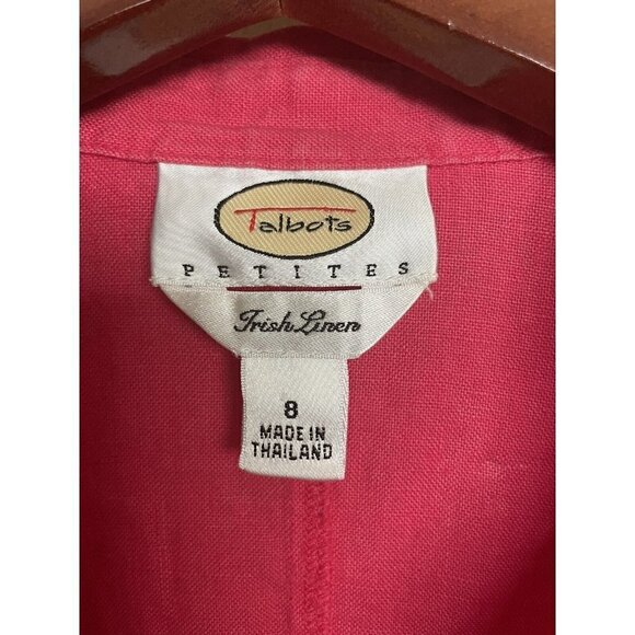 Talbots Irish Linen Blazer Jacket Petite Red Pink Sz 8 - Picture 2 of 6